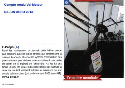 e-props aero 2014 vol moteur