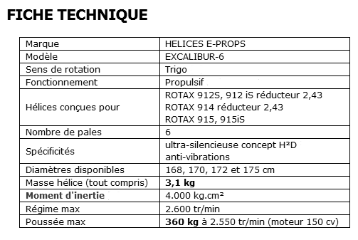 fiche technique excalibur 6