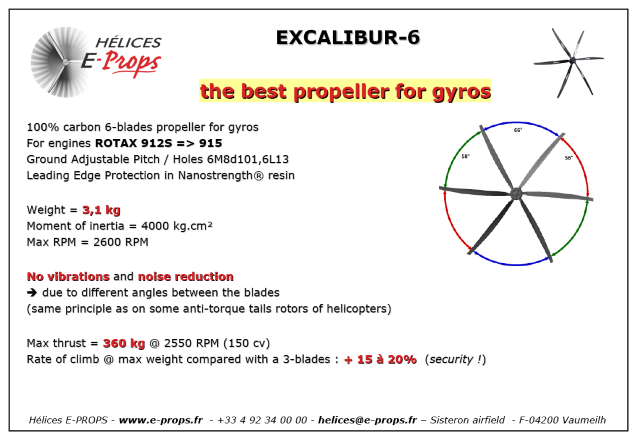 helice excalibur-6 infos 6-blades propeller